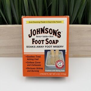 JOHNSON'S Foot Soap Powder - 4 Packets (1 Box) New